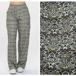 Bee Mushroom Butterfly Corduroy Cargo Pants Fairycore Woodland Bohemian Hippie